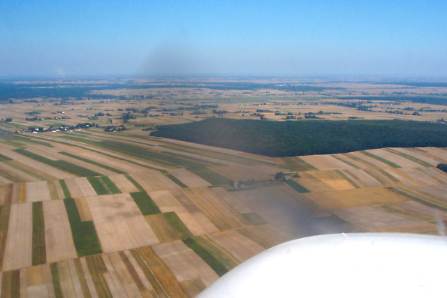 Świętokrzyski krajobraz widziany z samolotu